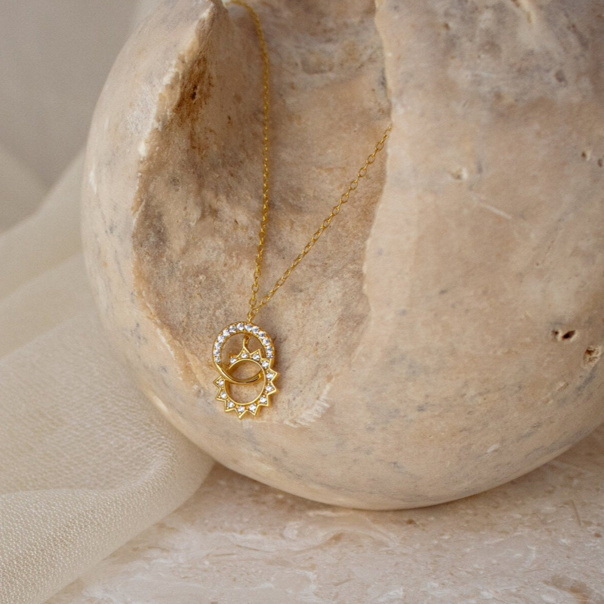 Trendy Sun & Moon Eternity Necklace For Women/Girls